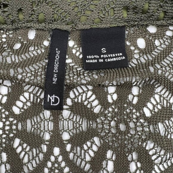 New Directions Green Crochet Lace Tunic Top Women's S Boho Style High-Low Hem - Picture 3 of 6